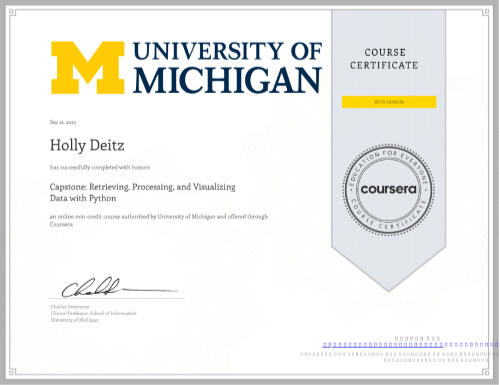 Python for Everybody Capstone with Honors