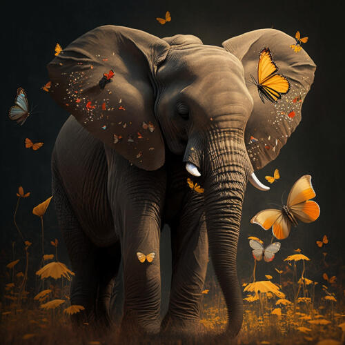 Elephants with Butterflies